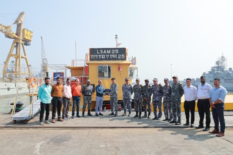 Indian Navy Inducts 11th ACTCM Barge, LSAM 25 (Yard 135), Boosting Operational Capabilities